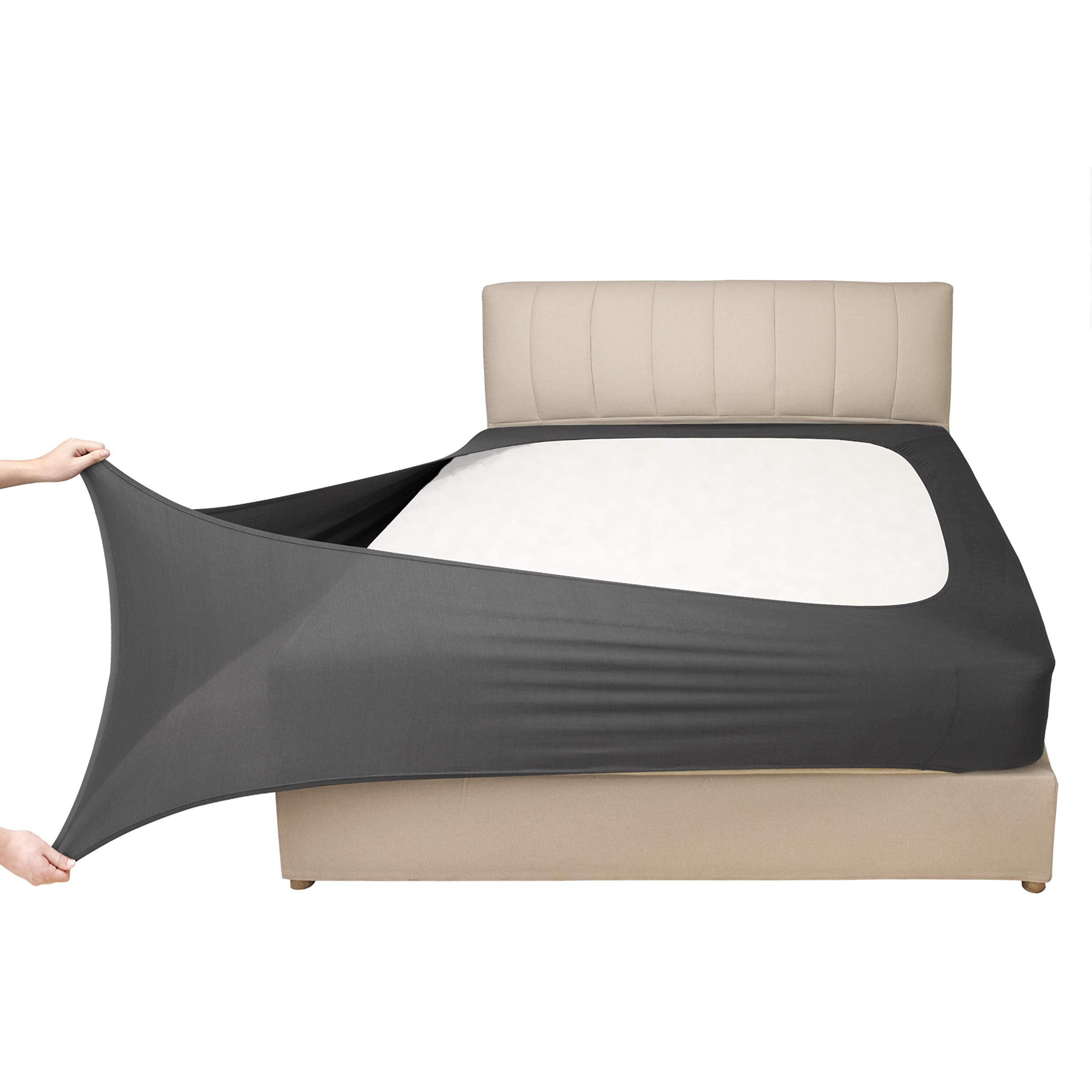 Stretch Jersey Box Spring Cover Wrap Around, Bed Skirt Alternative, Ultra Soft & Wrinkle Resistant, Full/Full Xl, Dark Gray