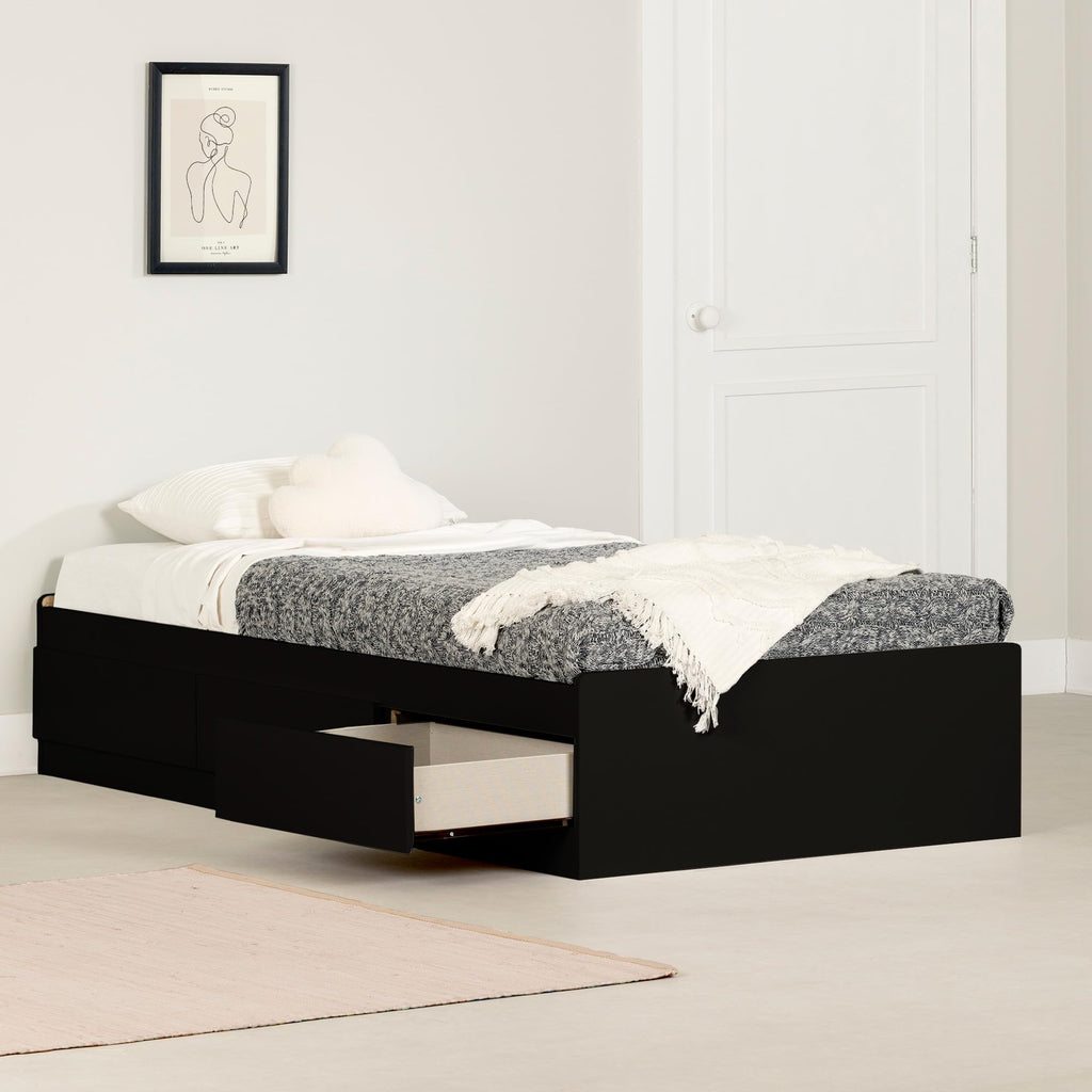 South Shore Gramercy Bed Pure Black, Contemporary
