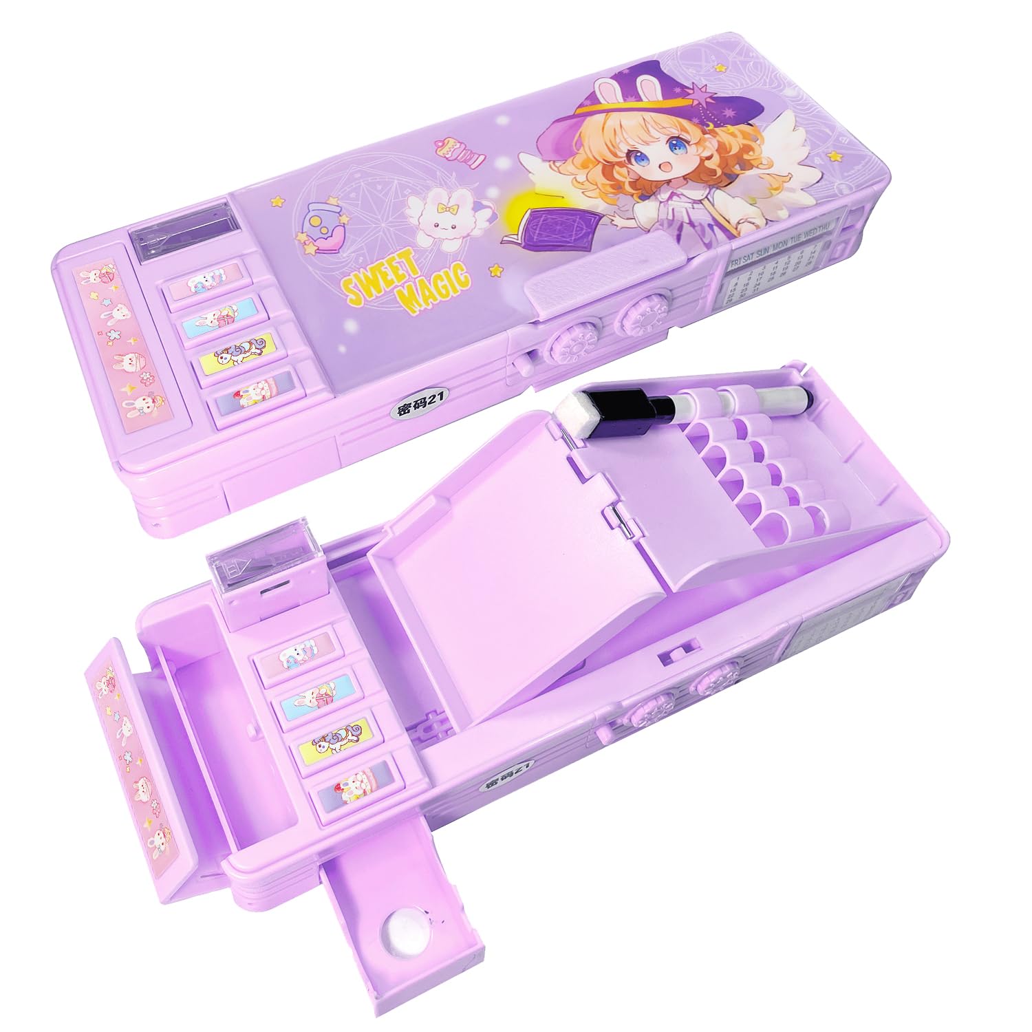 Lilybeauty Pop Up Multifunction Pencil Case For Girls And Boys, Cute Cartoon Pen Box Organizer Stationery, Sharpener, Schedule,