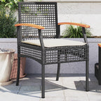 vidaXL Garden chairs 2 pcs with cushions poly rattan and acacia wood black