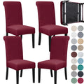 Springrico 4 Pack Dining Room Chair Covers With Seat Belt, Stretch Parsons Chair Slipcover Washable Christmas Dining Chair Cover
