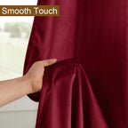Dwcn Wine Red Blackout Velvet Curtains Tieable Grommet Thermal Insulated Christmas Holiday Decorative Backdrops For Living Room