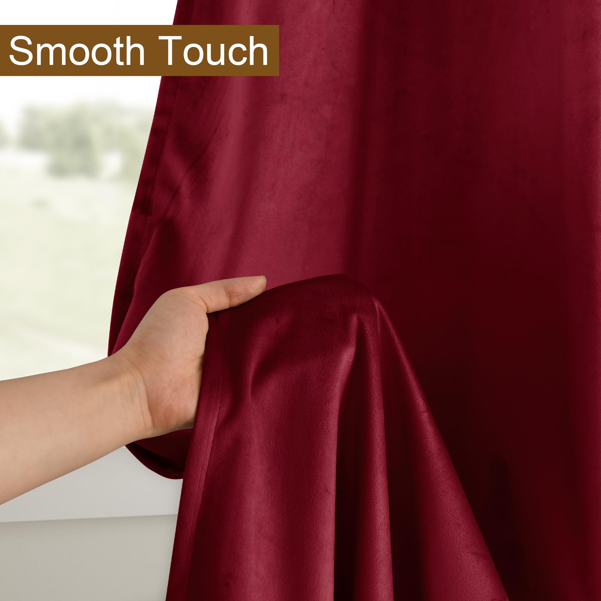 Dwcn Wine Red Blackout Velvet Curtains Tieable Grommet Thermal Insulated Christmas Holiday Decorative Backdrops For Living Room