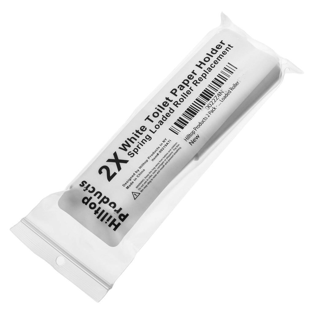 Hilltop Products 2 Pack Toilet Paper Holder - 6-1/4 Spring Loaded Roller, White, Plastic, Model M. ROUND SHOWER HILLTOP PRODUCTS