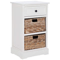 SAFAVIEH Home Collection Carrie Distressed Cream/ Natural Wicker 3-Drawer Storage Nightstand Side Table (Fully Assembled)