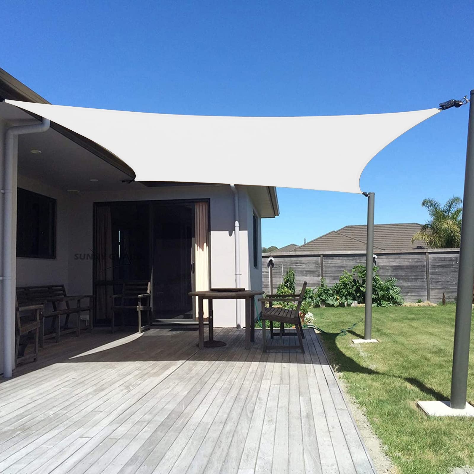 Sunny Guard Custom Size 10'X24' Cream Sun Shade Sail Rectangle Uv Block Shade For Backyard Yard Patio Deck Garden.(Customized.)