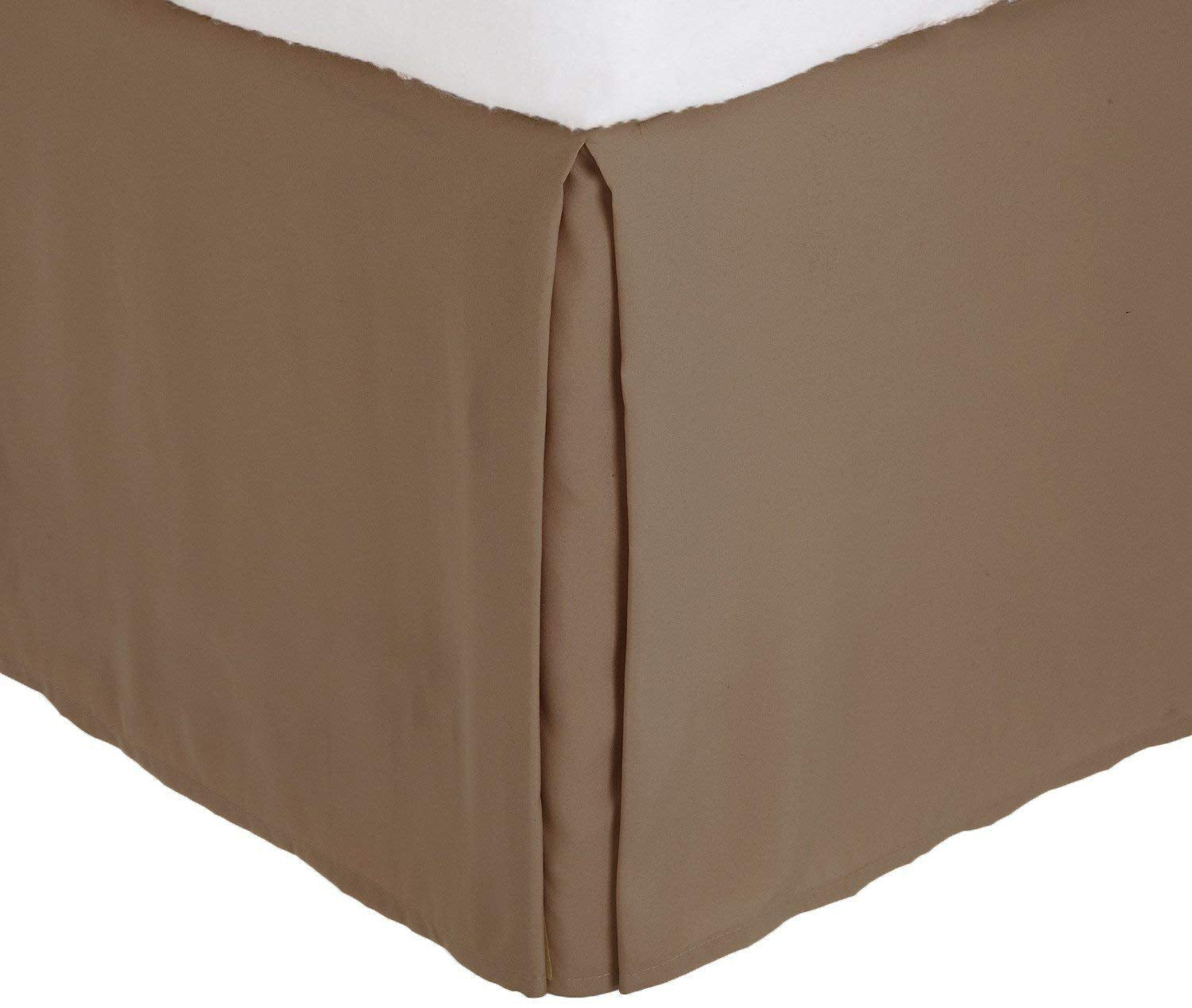 King Size Luxury Tailored Bed Skirt 14' Drop Pleated Styling Dust Ruffled Solid Taupe New