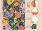 Steel Mill & Co Cute Floral Mini Spiral Notebook, 8.25' X 6.25' Journal With Durable Hardcover And 160 Lined Pages, Garden Blo