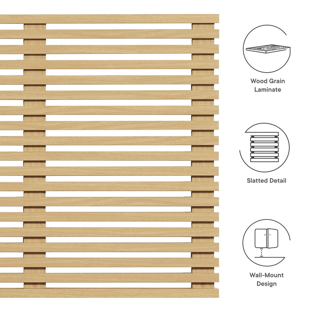 Modway Render Mid-Century Modern Wall-Mount Headboard in Oak, King (U.S. Standard)