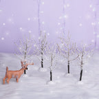 7 Pieces Mini Christmas Decor Trees,Snow Covered Branch Village Trees,Artificial Christmas Village Displays Tree, Winter Snow Mo