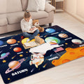 LTKOUGFAM Kids Play Rug for Playroom, Outer Space Rug Solar System Educational Rug Kids Baby Floor Mat, Kids Play Carpet for Chi
