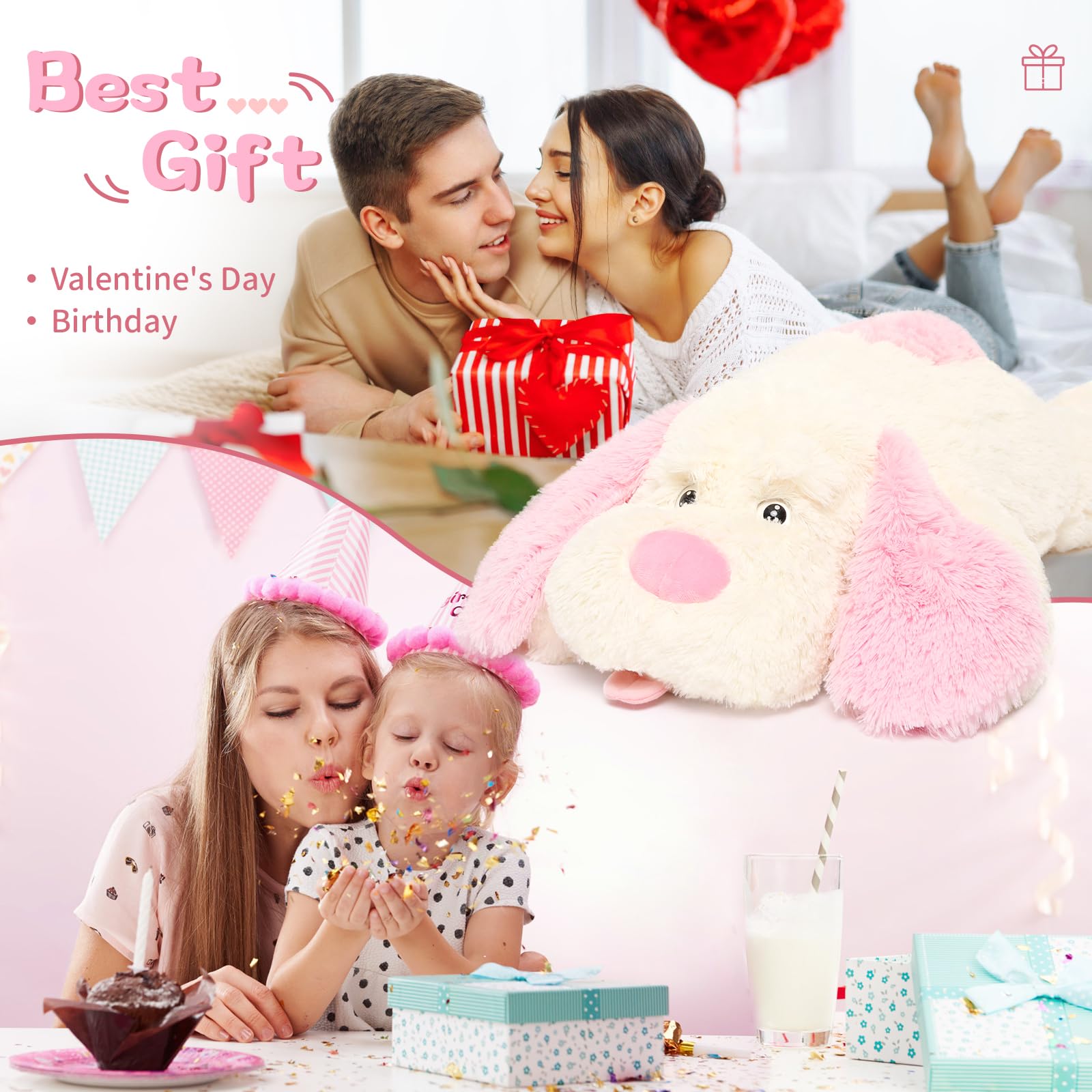 Morismos Giant Dog Stuffed Animals 51', Huge Stuffed Dog Plush, Soft Large Stuffed Dog Pillow For Kids,Girls, Boys,