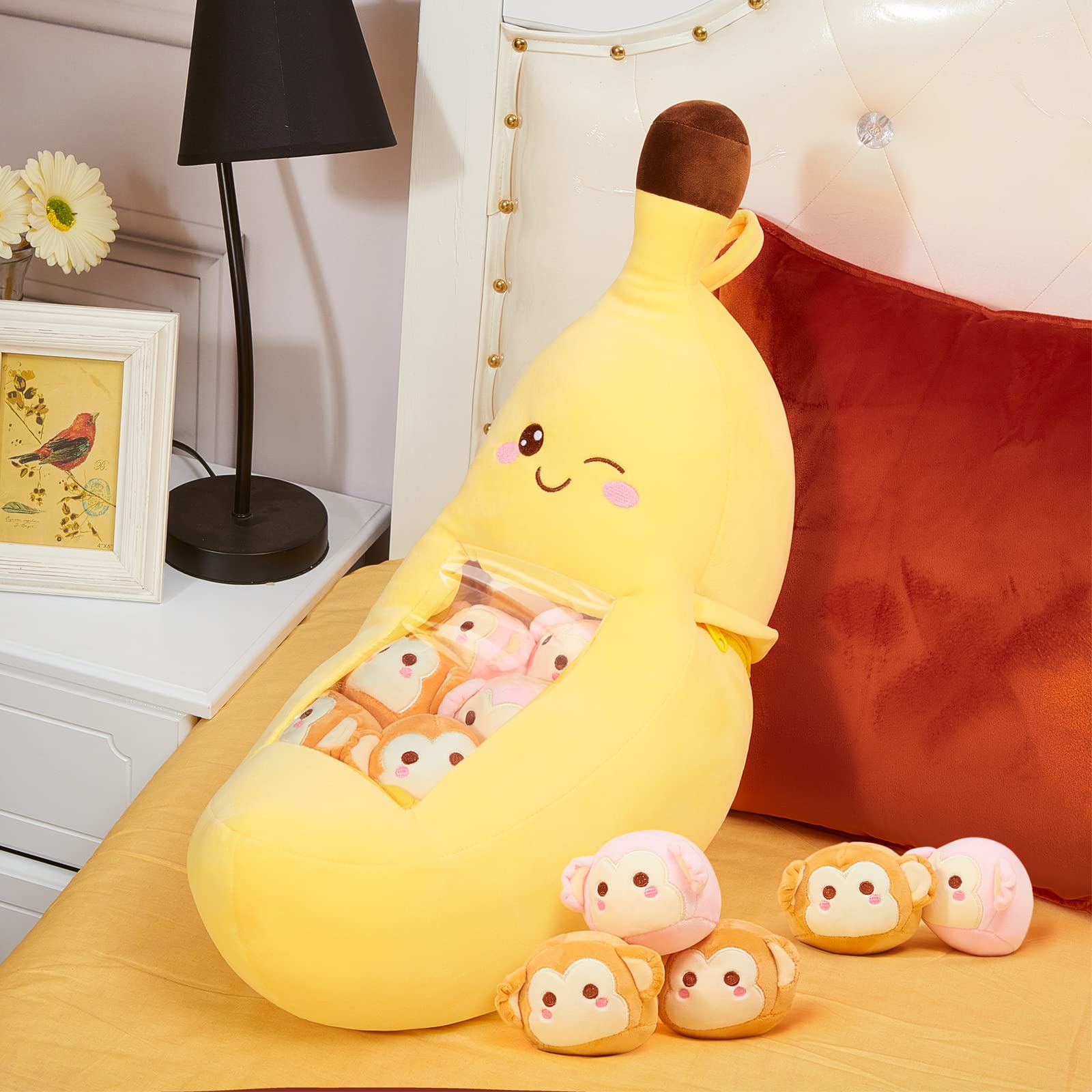 Cute Throw Pillow Stuffed Banana Toys Kawaii Banana Plush Avocado Stuffed Animal Carrot Removable Fluffy Creative Gifts Cat Paw 