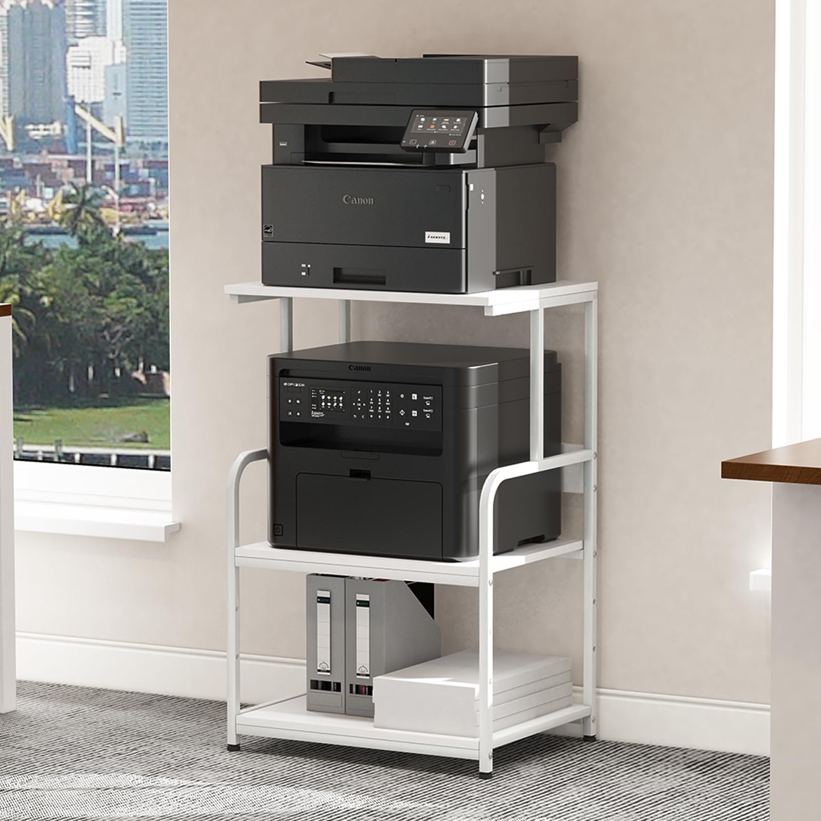 Arbuxzuy Printer Stand with Storage Shelf,3 Tier Printer Cart with Wheels,Mobile Printer Table for Home Office,Stands for Printe