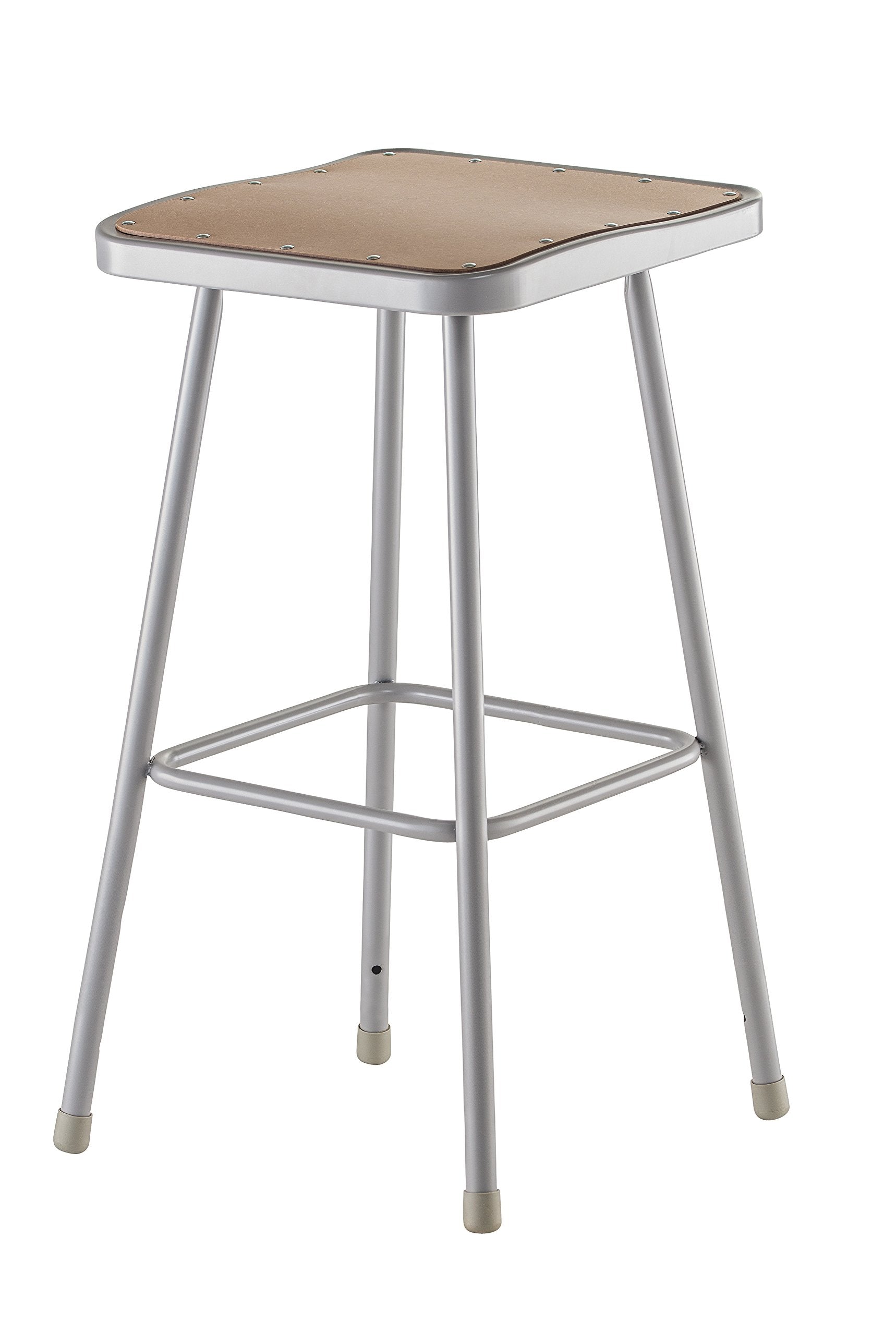 National Public Seating 6330 Grey Steel Stool with 30" Square Hardboard Seat