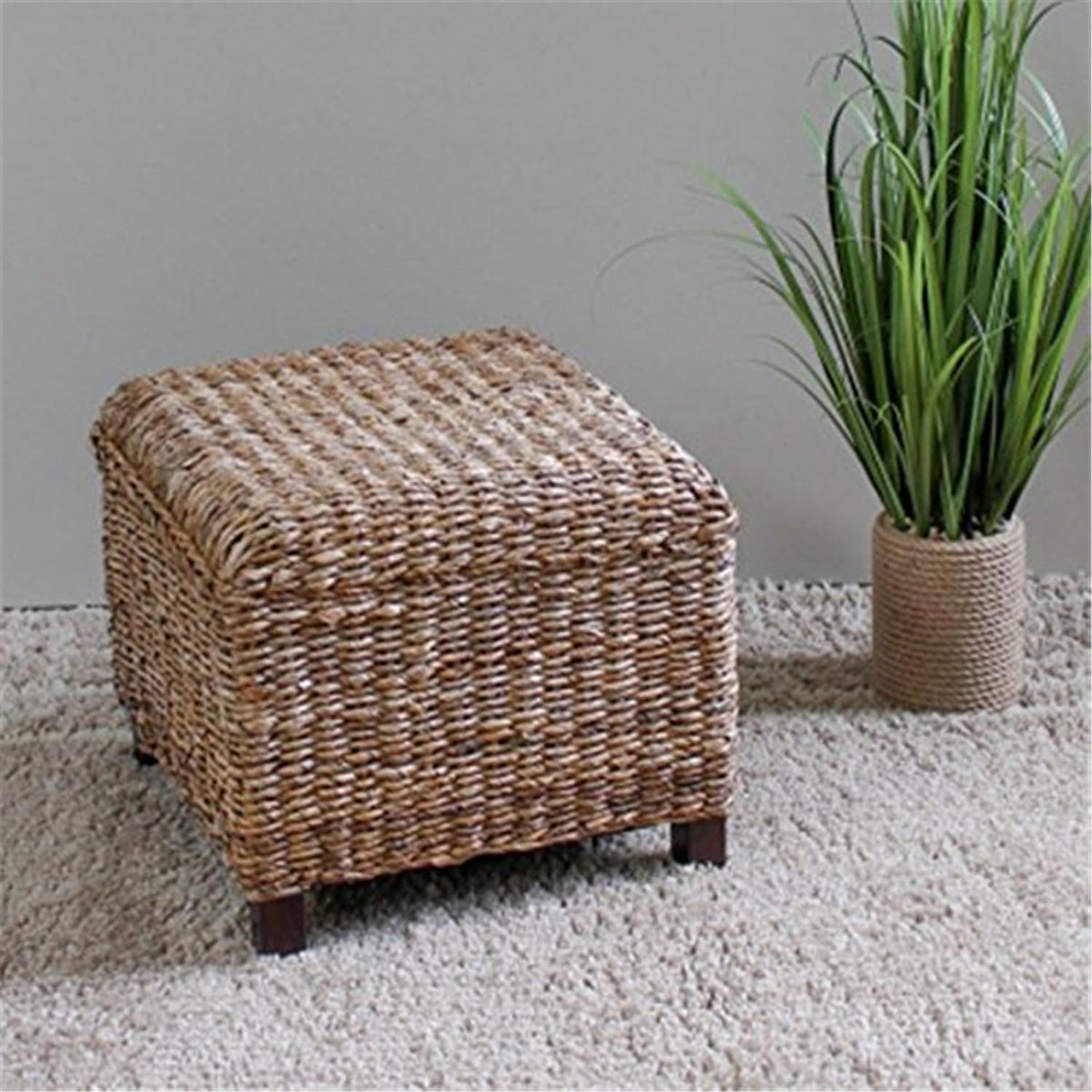 International Caravan Furniture Piece Arizona Abaca Square Cushioned Top Stool