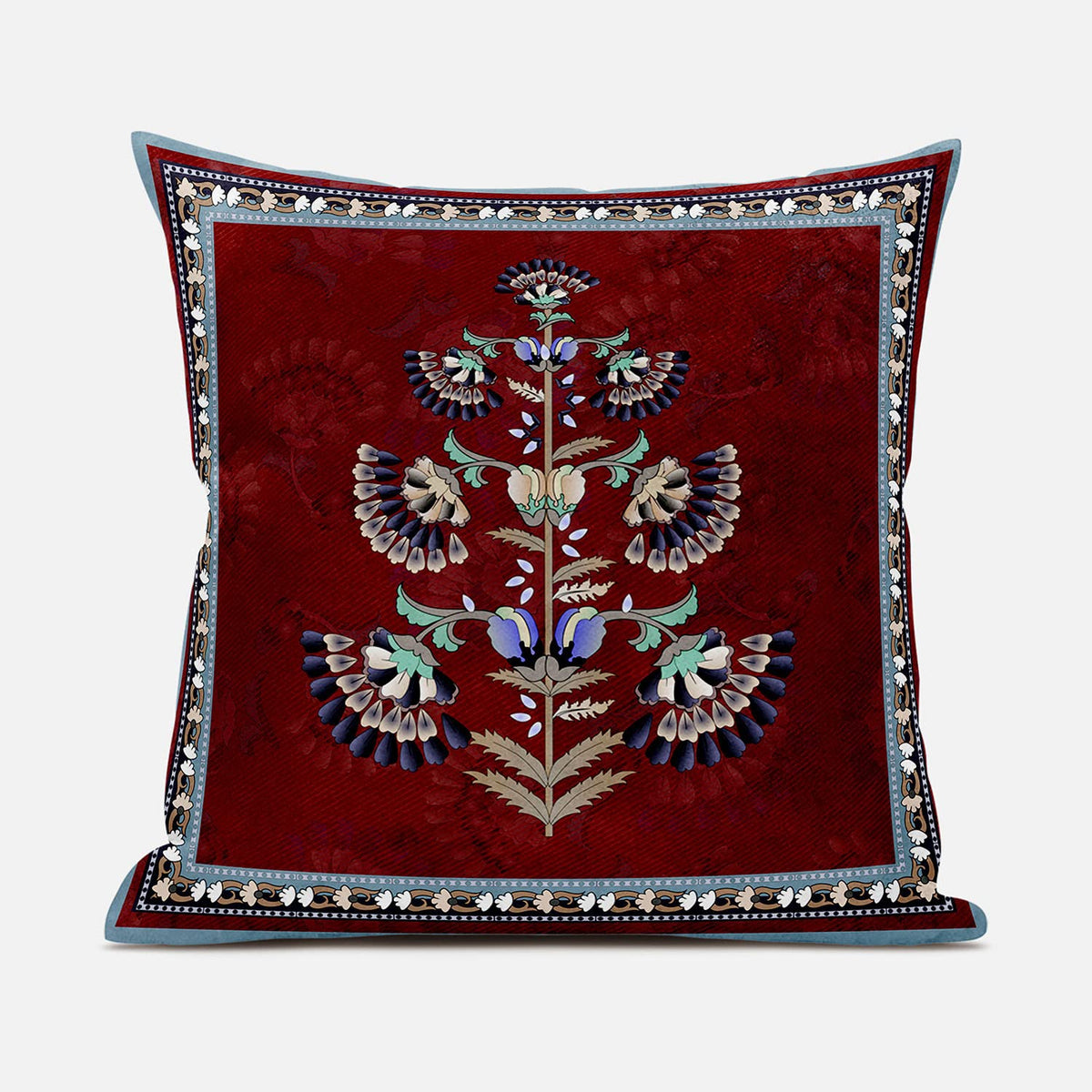 HomeRoots 16x16 Red Blown Seam Broadcloth Floral Throw Pillow