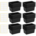 Outus 36 Pack Book Bins Classroom Plastic Cubby Storage Bins, Black