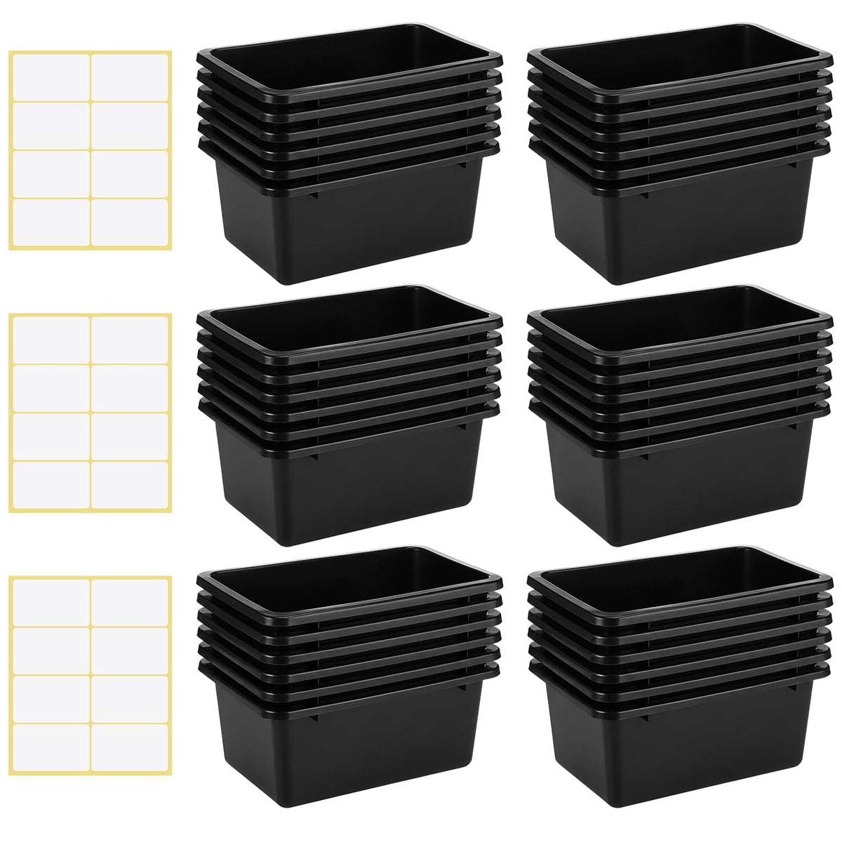 Outus 36 Pack Book Bins Classroom Plastic Cubby Storage Bins, Black