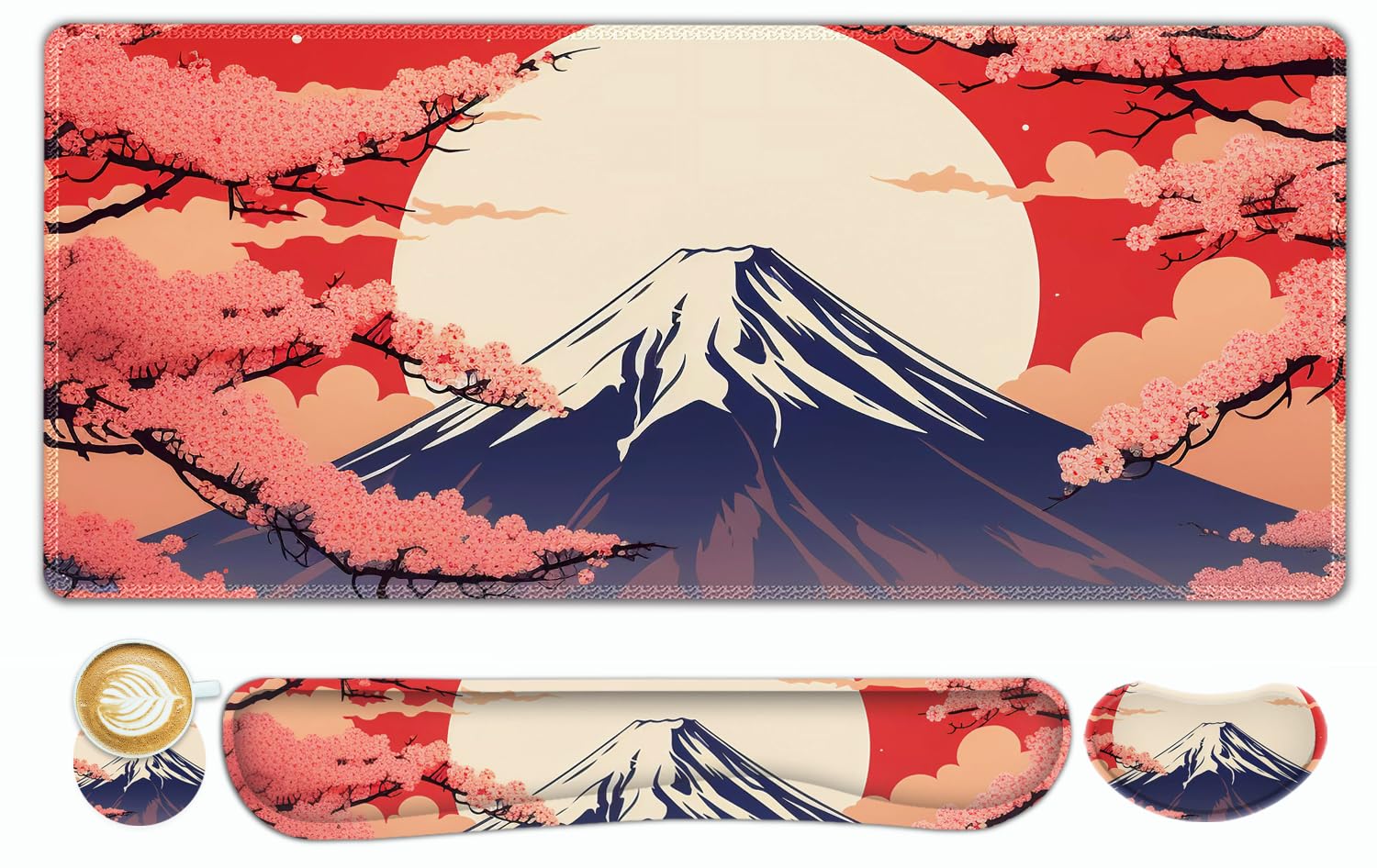 Tolulu Large Mouse Pad Desk Pad Set, Wrist Rest Support Desk Mat For Keyboard Mouse, 4Pcs 35.4   X15.7 Xxl Giant Mouse Pad, Non-