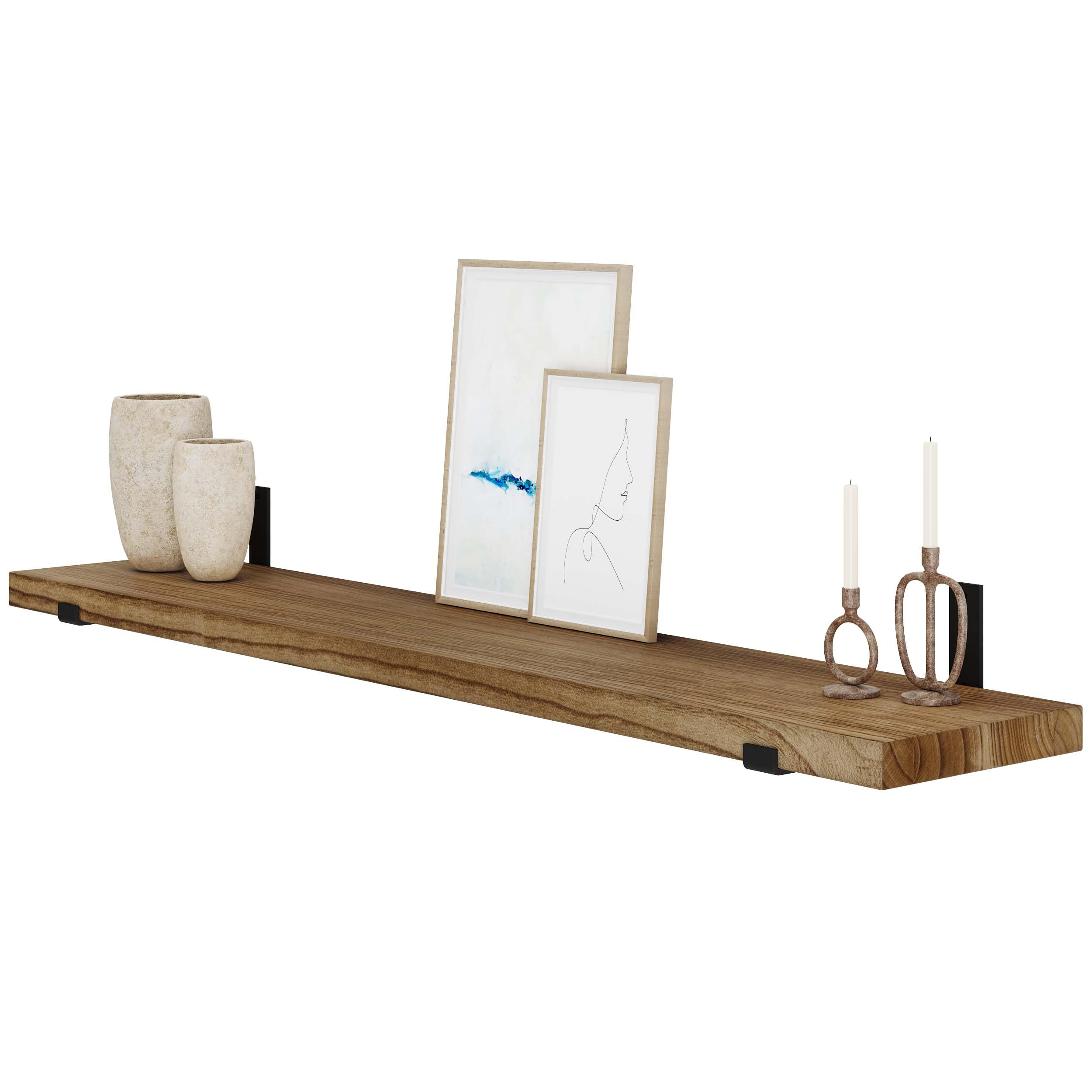 Wallniture Forte 60x11.5 Rustic Floating Shelves for Wall, Wall Shelves for Bedroom, Heavy Duty Brackets with 1.5 Thick, Book Sh