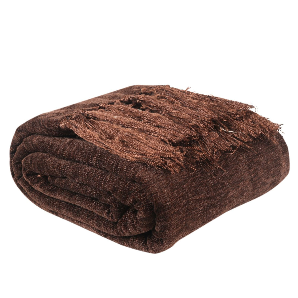 BLUSH & BLOOM Chenille Throw Blanket for Couch 50X 60, Soft Cozy Throws with Fringe Tassel for Bed Sofa Chair Cover, Lightweig