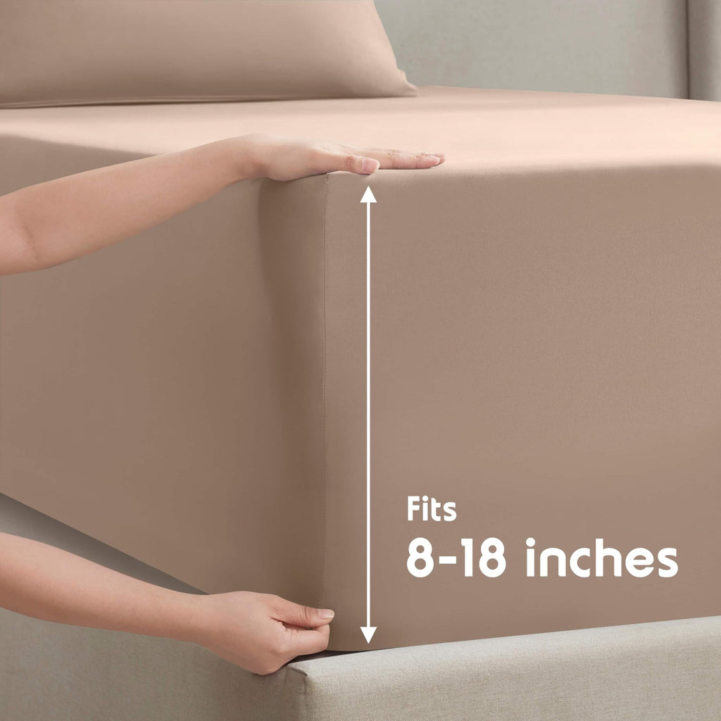 Nestl King Size Sheets Set - 4 Piece King Sheets, Deep Pocket, Hotel Luxury, Extra Soft, Breathable And Cooling, Taupe King Bed Sheets