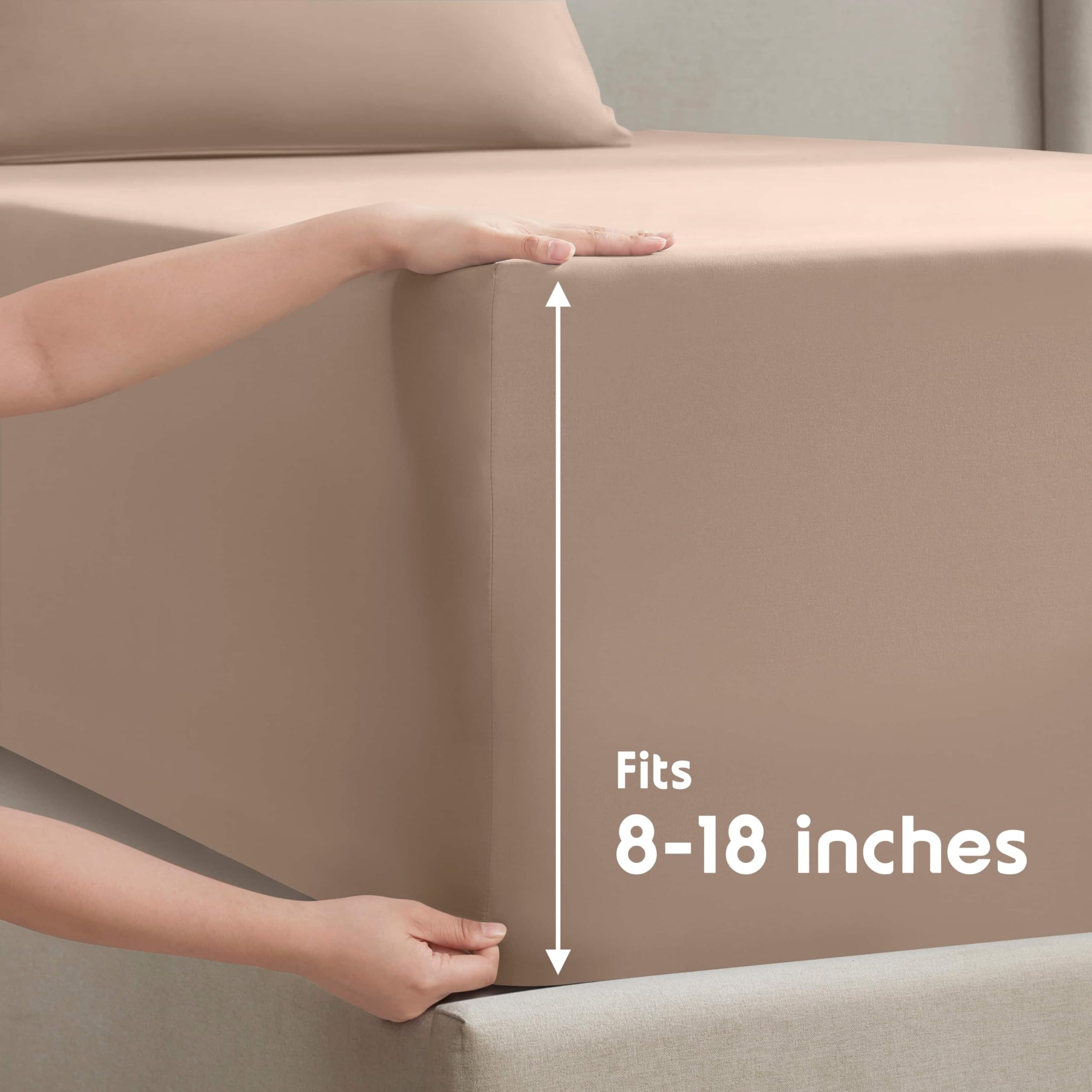Nestl King Size Sheets Set - 4 Piece King Sheets, Deep Pocket, Hotel Luxury, Extra Soft, Breathable And Cooling, Taupe King Bed Sheets