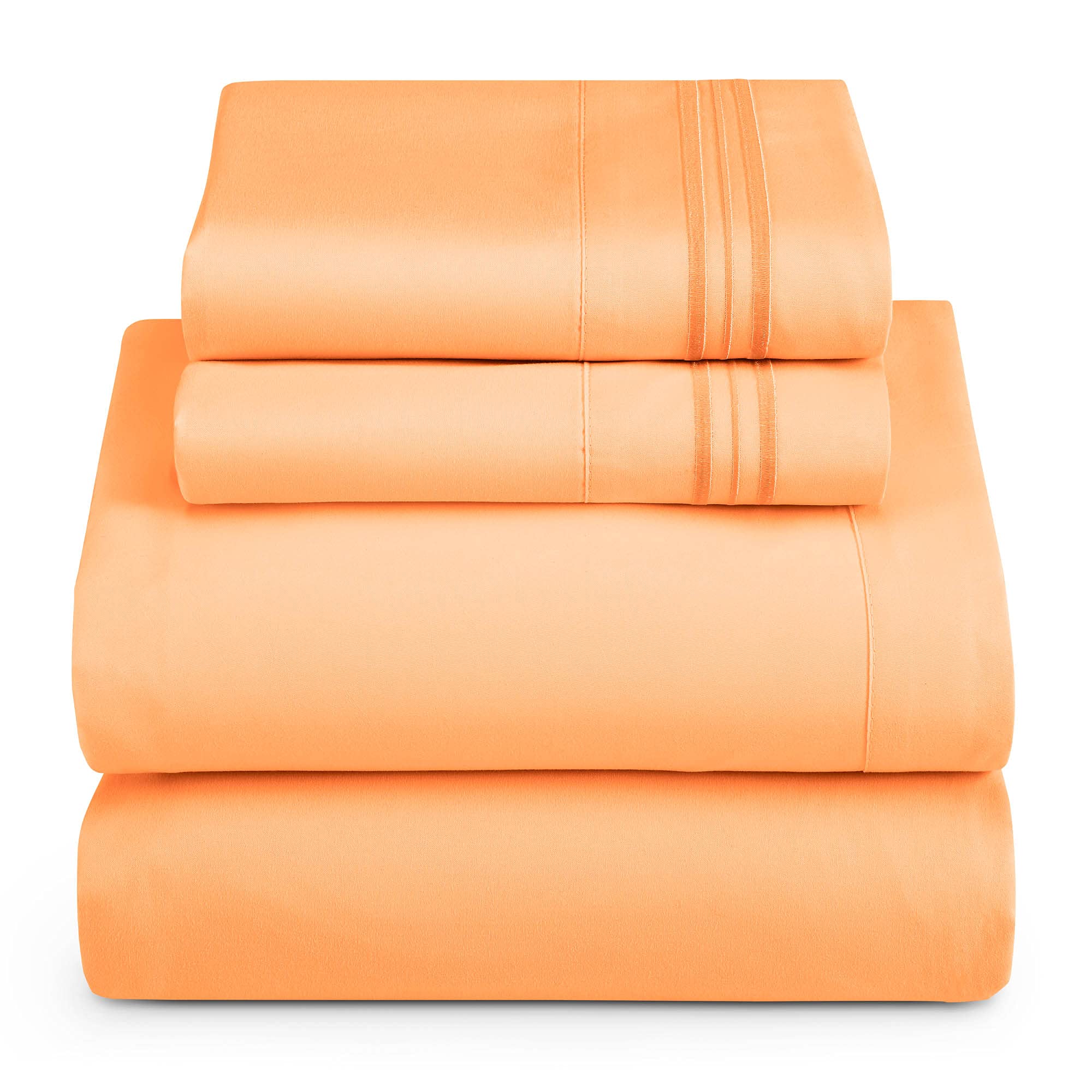 Hearth & Harbor King Size Sheets - 4 Piece Bed Sheet Set, Hotel Luxury Double Brushed Bed Sheets - Extra Soft Bedding Sheets & Pillowcases, King, Apricot Orange