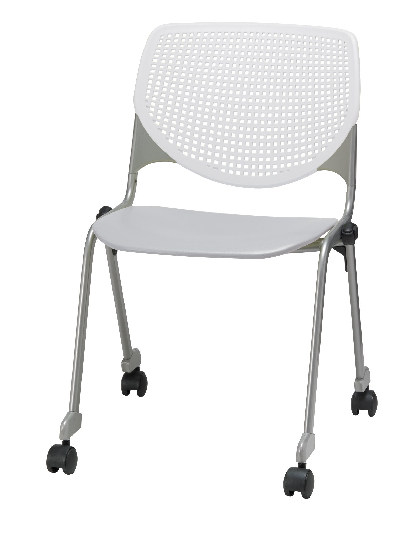 KFI Stacking Chair - Light Gray, White - 1 Each