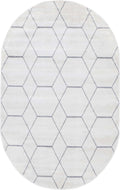 Unique Loom Trellis Frieze Collection Area Rug - Geometric (5 x 8 Oval, Ivory/ Gray)