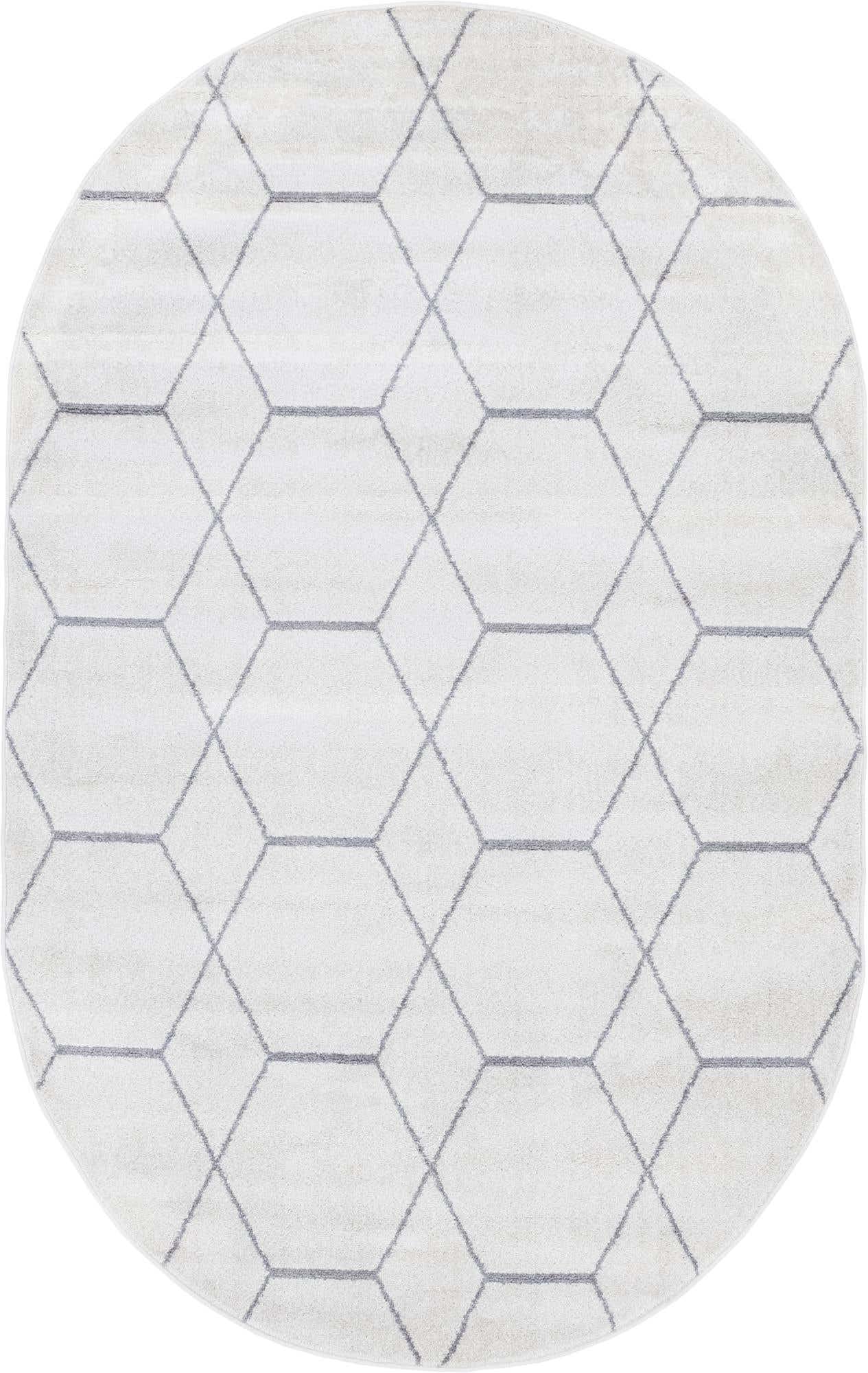 Unique Loom Trellis Frieze Collection Area Rug - Geometric (5 x 8 Oval, Ivory/ Gray)