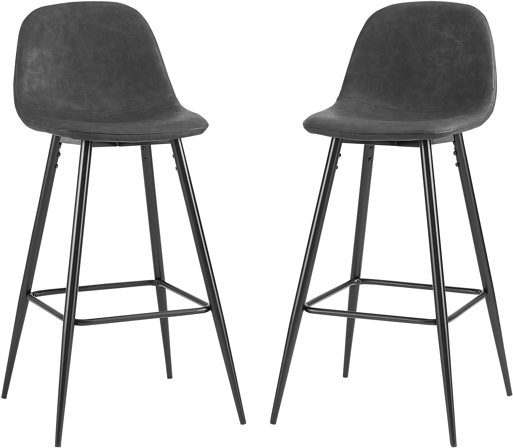 Crosley Furniture Weston Upholstered Seat Bar Stools Set of 2, Distressed Black/Matte Black