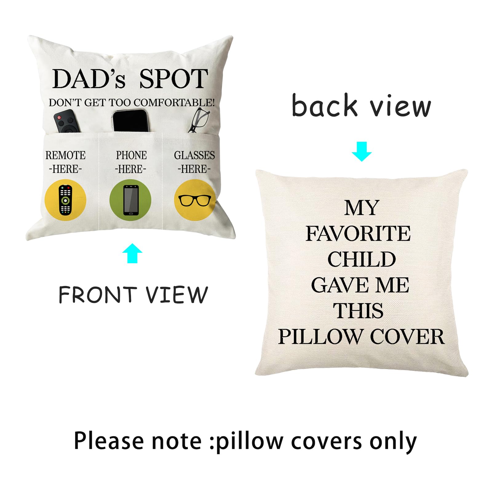 Onfaon Father'S Day Throw Pillow Case, Dad'S Spot Throw Pillow Covers 18 X 18 Inch,Dad Gifts From Daughter Son,Birthday Christma