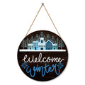 Hinnovy Welcome Winter D  cor Sign - 11.8x11.8 Inch Round Rustic Wooden Winter Wall Hanging, Winter Decorations for Home, Office