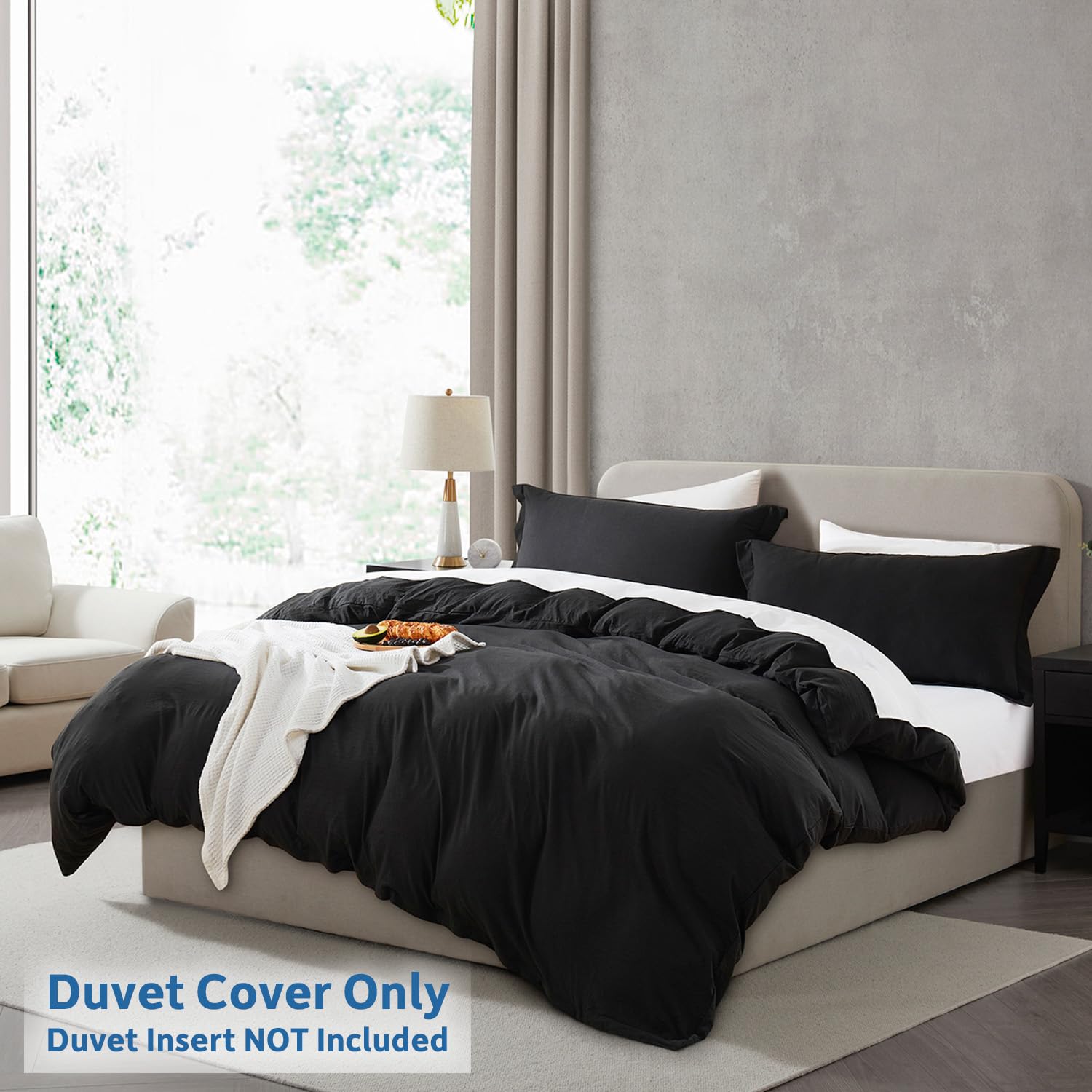 Nestl Black Duvet Cover King Size - Soft Prewashed King Duvet Cover Set, 3 Piece, With Zipper Closure, 1 Duvet Cover 104X90 Inches And 2 Pillow Shams