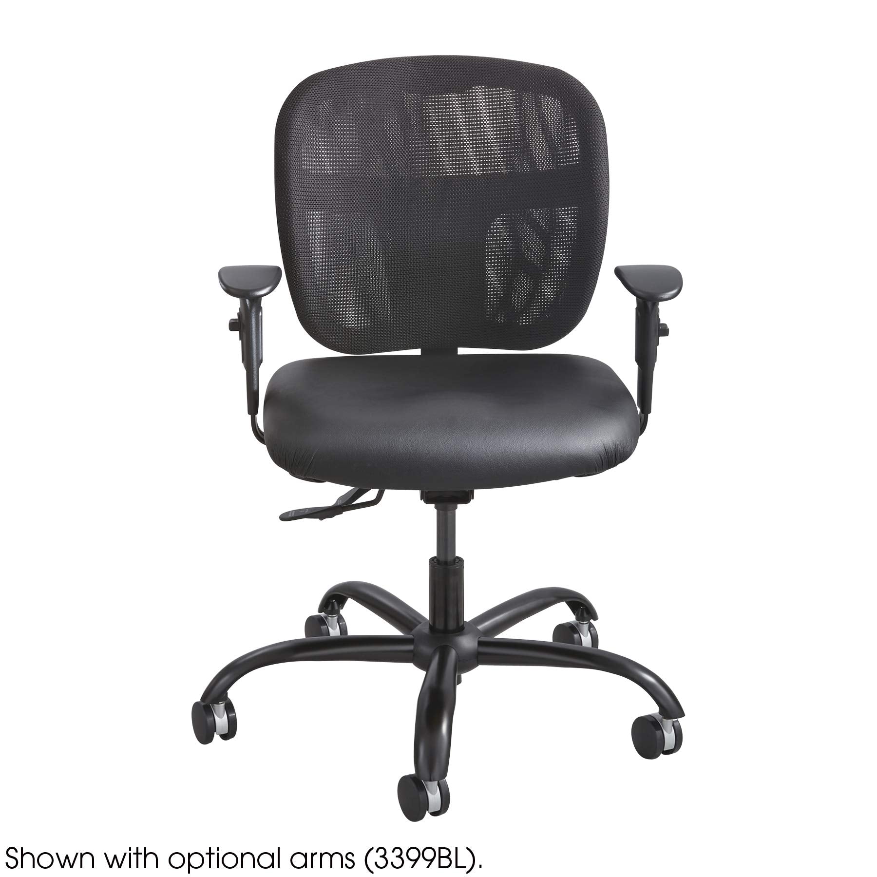 Safco Vue Intensive-Use Big and Tall Office Chair, Ergonomic and Height-Adjustable Swivel Seat with Breathable Mesh Back, Heavy-Duty Powder-Coated Base