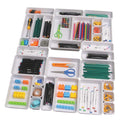 Set of 32 Interlocking Desk Drawer Organizer Tray Dividers Plastic Shallow Narrow Drawers Organizers Separators Storage Bins Con
