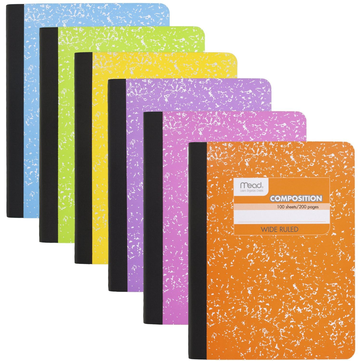Mead Composition Notebooks, 6 Pack, Wide Ruled Paper, 7-1/2' X 9-3/4', 100 Sheets, Assorted Bright Colors (950054-Ecm)