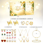 Advent Calendar 2024, Jewelry Set 24 Days Countdown Calendar For Adult Women Christmas, Fashion Bracelet Necklace Rings Earring,