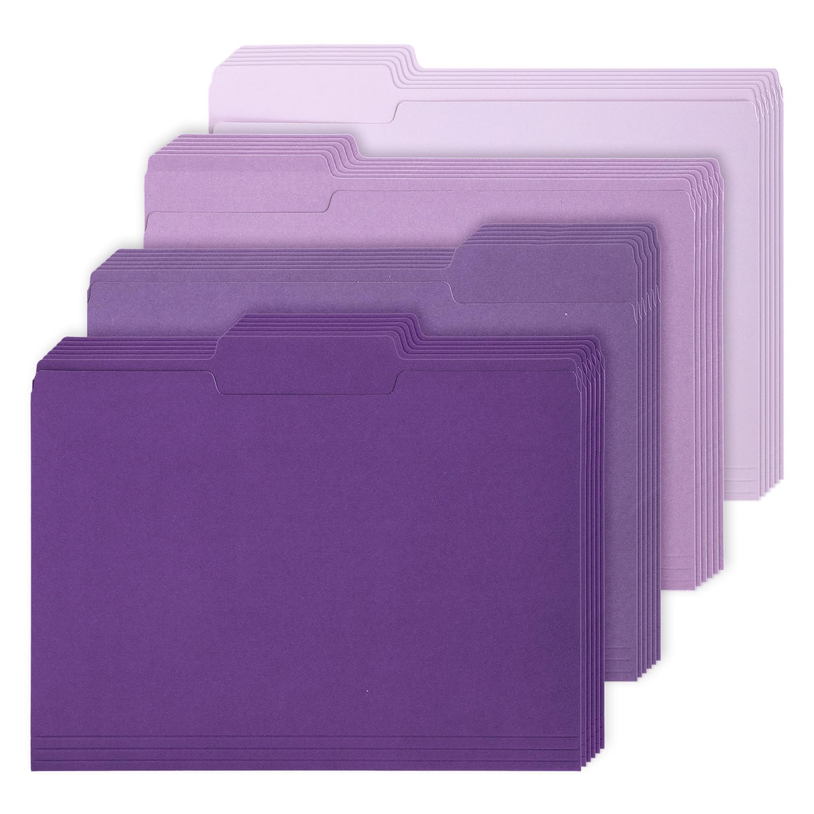 Whaline 24 Pack Purple File Folders Letter Size 4 Colors Gradient Purple File Pockets With 1/3 Cut Tab For Home Office Classroom