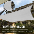 Artpuch 16'X20' Sun Shade Sail Curved Commercial Outdoor Shade Cover Light Grey Rectangle Heavy Duty Permeable 185Gsm Backyard S