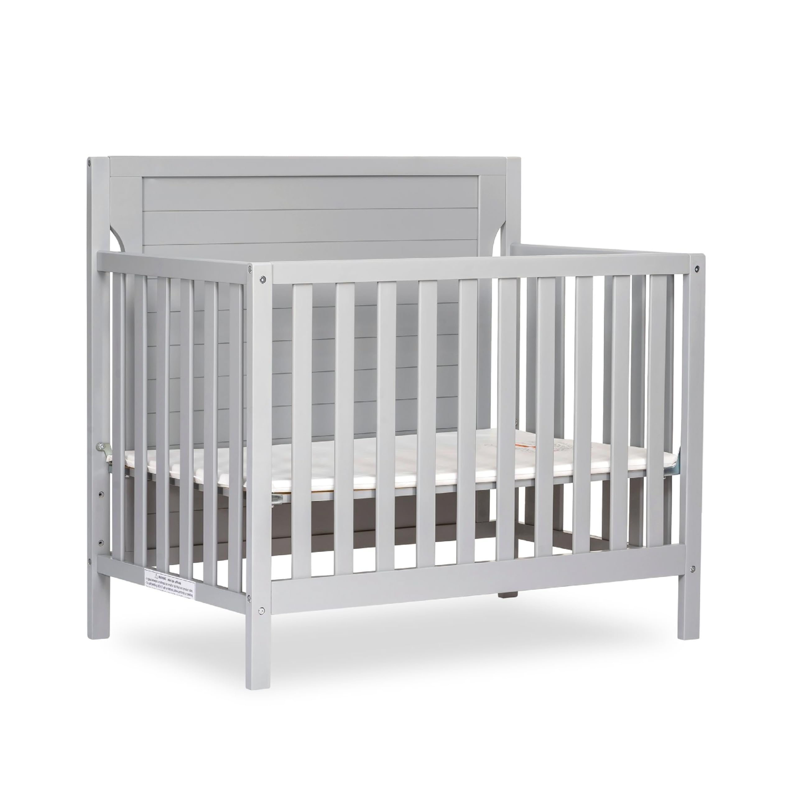 Dream On Me Bellport 4 in 1 Convertible Mini/Portable Crib in Pebble Grey, Non-Toxic Finish, Made of Sustainable New Zealand Pin