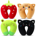Maitys 4 Pcs Travel Pillow for Kids Cute Animal Neck Head Chin Support Pillow Soft U Shaped Kids Neck Pillow Car Seat Comfortabl