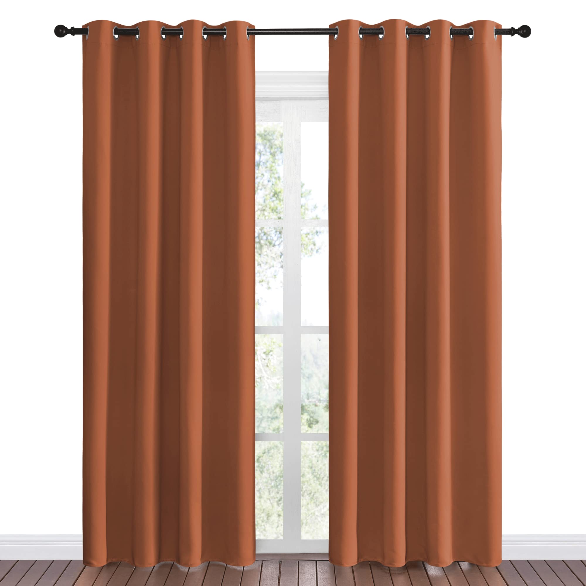 Nicetown Halloween Insulated Curtains Blackout Draperies - Triple Weave Microfiber Home Thermal Insulated Solid Ring Top Blackou