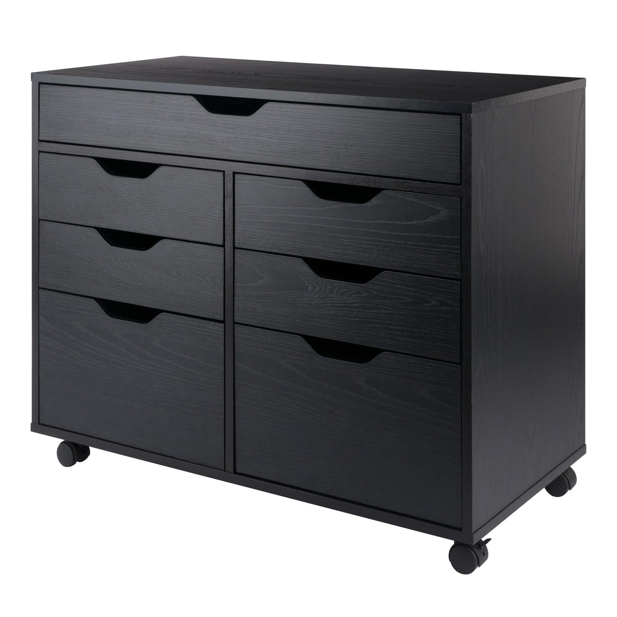 Winsome Halifax Storage Mobile Cabinets, 2 Doors, 4 Drawers, 1 Wide Drawer, For Home Office, Black