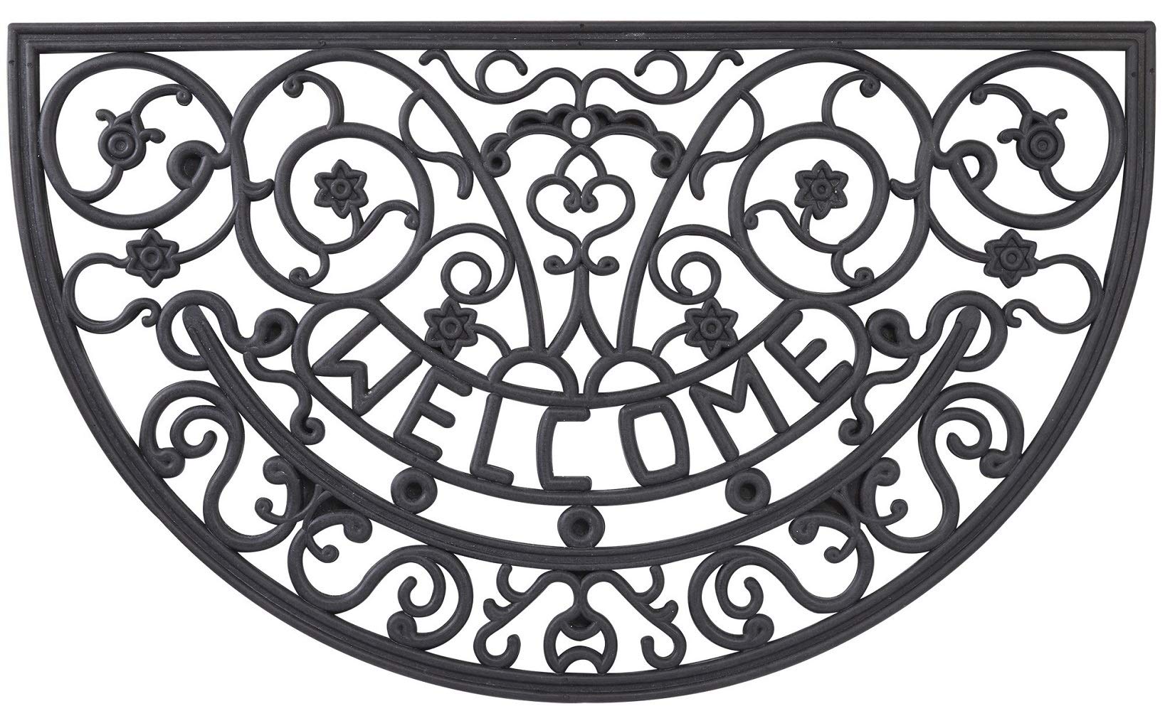 Envelor Home And Garden Welcome Door Mat Fleur De Lis Wrought Iron Rubber Doormat Indoor Outdoor Shoe Scraper Outside Entrance F