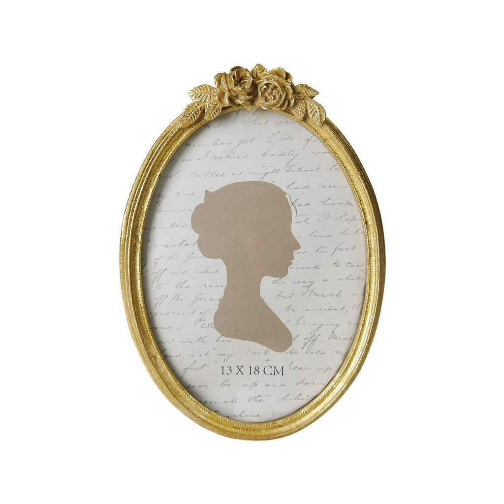 Sunlit Vintage Picture Frame 5x7 Inch, Oval Antique Photo Frames with Glass Front, Luxury Photo Display, Tabletop Wall Hanging, 