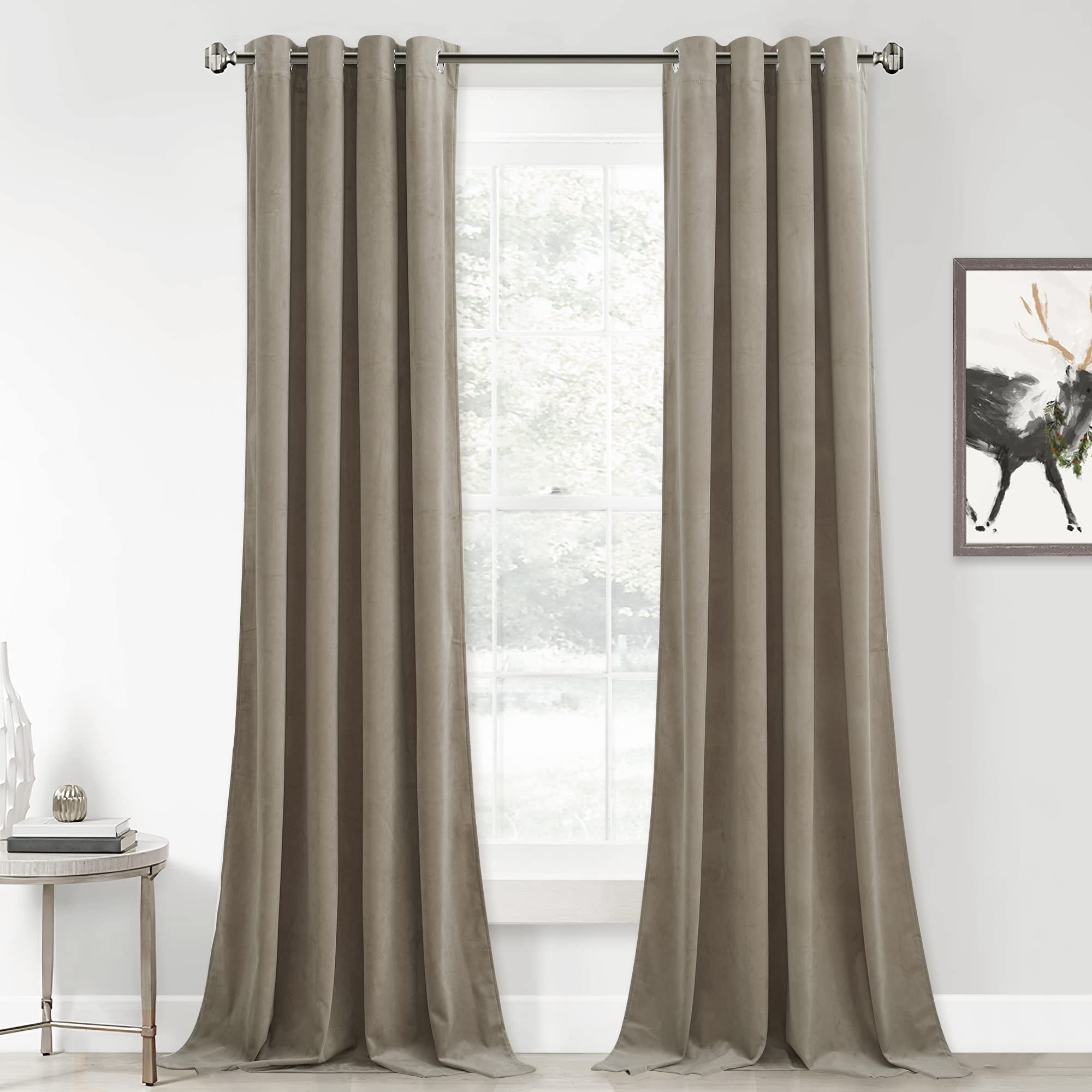 Stangh Velvet Curtains 108 Inches Long - Bedroom Blackout Curtains For Sliding Door Grommet Design Thermal Insulated Drapes For