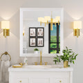 Amorho Bathroom Mirror, 36x32 Inch White Thick Metal Framed Wall Mirrors for Over Sink, Bedroom, Living Room, Entryway, Rectangl